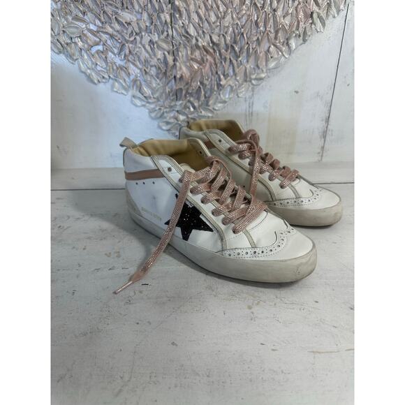 Golden Goose Mid Star Classic Mid-Top Sneakers White Nappa Leather Size 39 - Picture 2 of 8